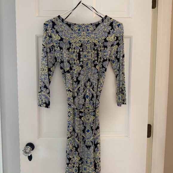 Cynthia Rowley floral print faux wrap dress with 3/4 sleeves - Picture 3 of 7